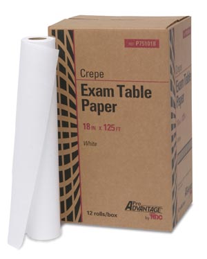Table Paper Crepe White 18 Inch Width x 125 Feet Standard ProAdvantage (12/CS 64CS/PLT) by Pro Advantage  ID P751018
